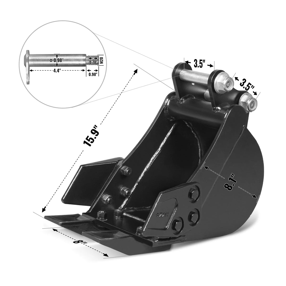 4-Piece Mini Excavator Attachment Set for Mini Compact Excavator ( SKU: 150530; 150531; 150532 )