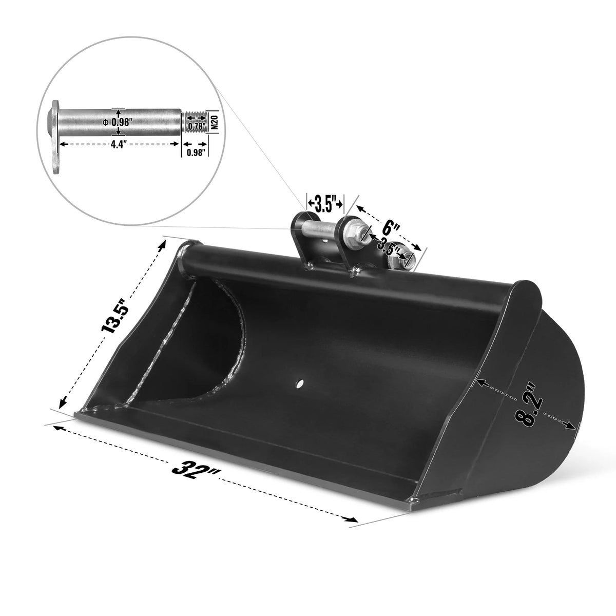 4-Piece Mini Excavator Attachment Set for Mini Compact Excavator ( SKU: 150530; 150531; 150532 )