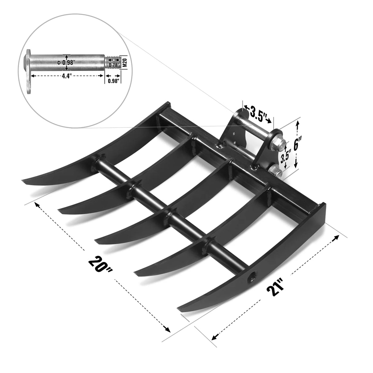 4-Piece Mini Excavator Attachment Set for Mini Compact Excavator ( SKU: 150530; 150531; 150532 )
