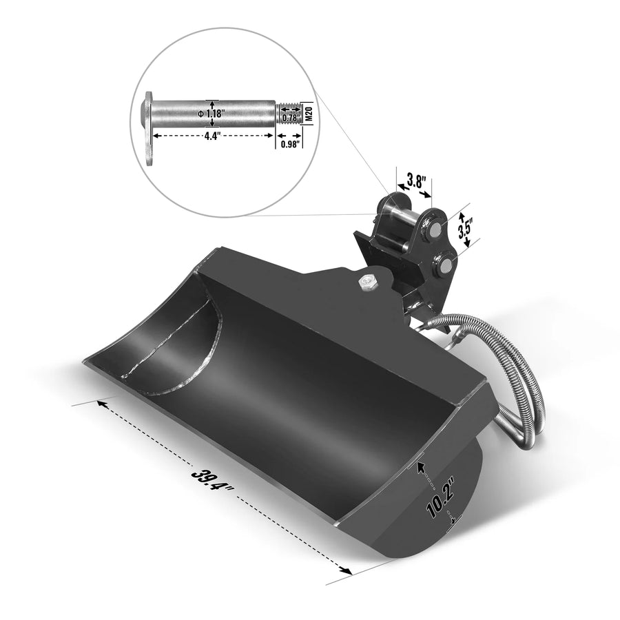 Tilting Bucket for Mini Compact Excavator MEC17, MEC17PRO (SKU: 150533; 150534）