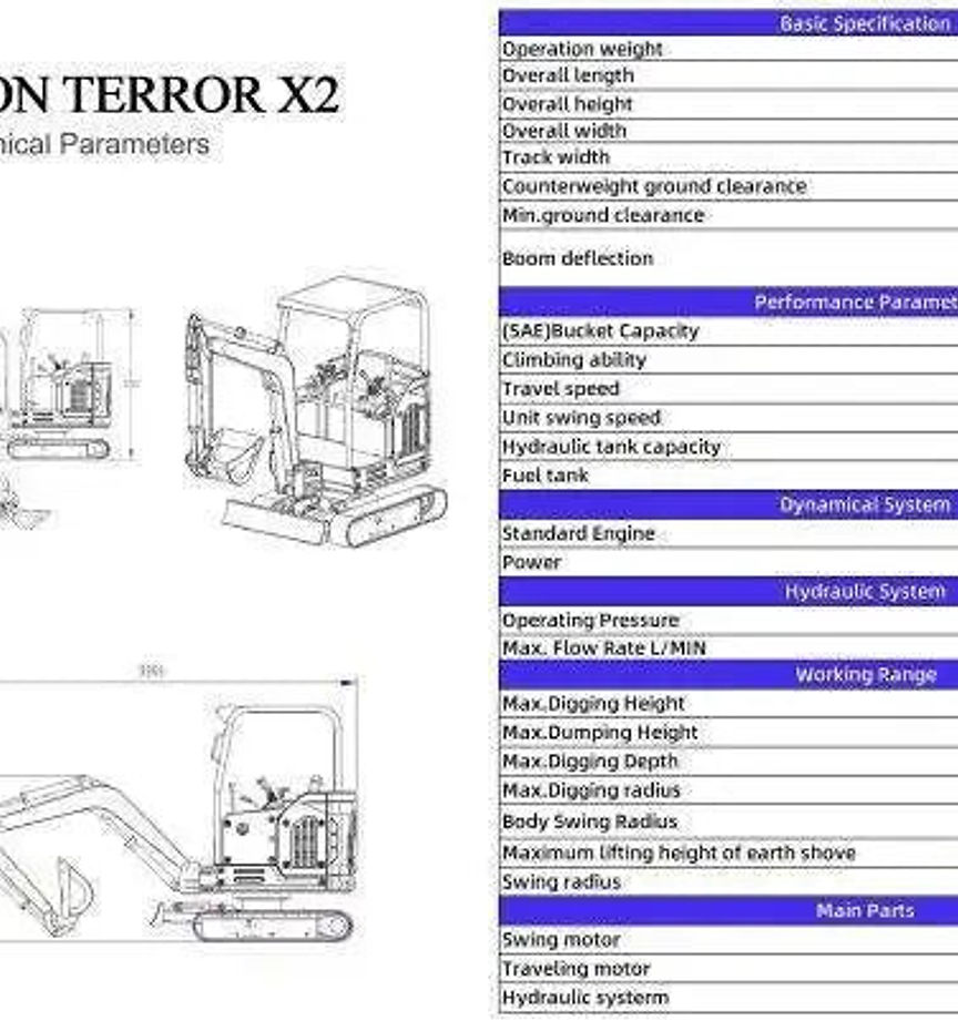 Typhon Terror X2 STORM 2.5-Ton Mini Excavator, Kubota V1505