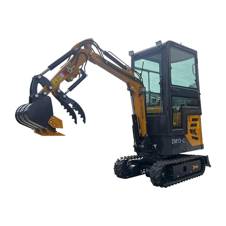 1 Ton Mini Excavator B&S 13.5HP Engine Enclosed Cab w/ Thumb | DM13-C