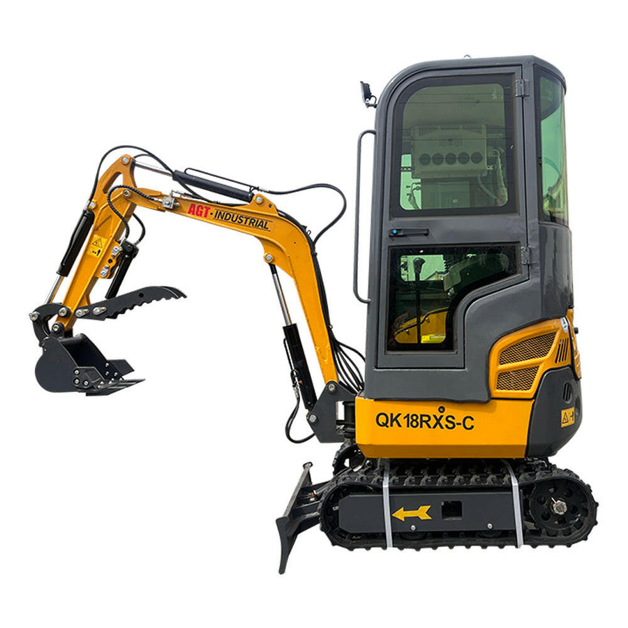 1 Ton Rato Mini Excavator Enclosed AC Cab w/ Pilot Control & Thumb | AGT-QK18RXS-C / KH18-C
