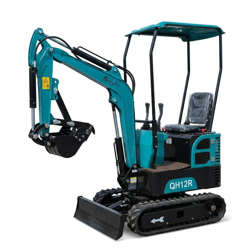 1 Ton Mini Excavator Rato 13.5HP Gas Digger w/ 16" Bucket & Fixed Thumb | QH12R