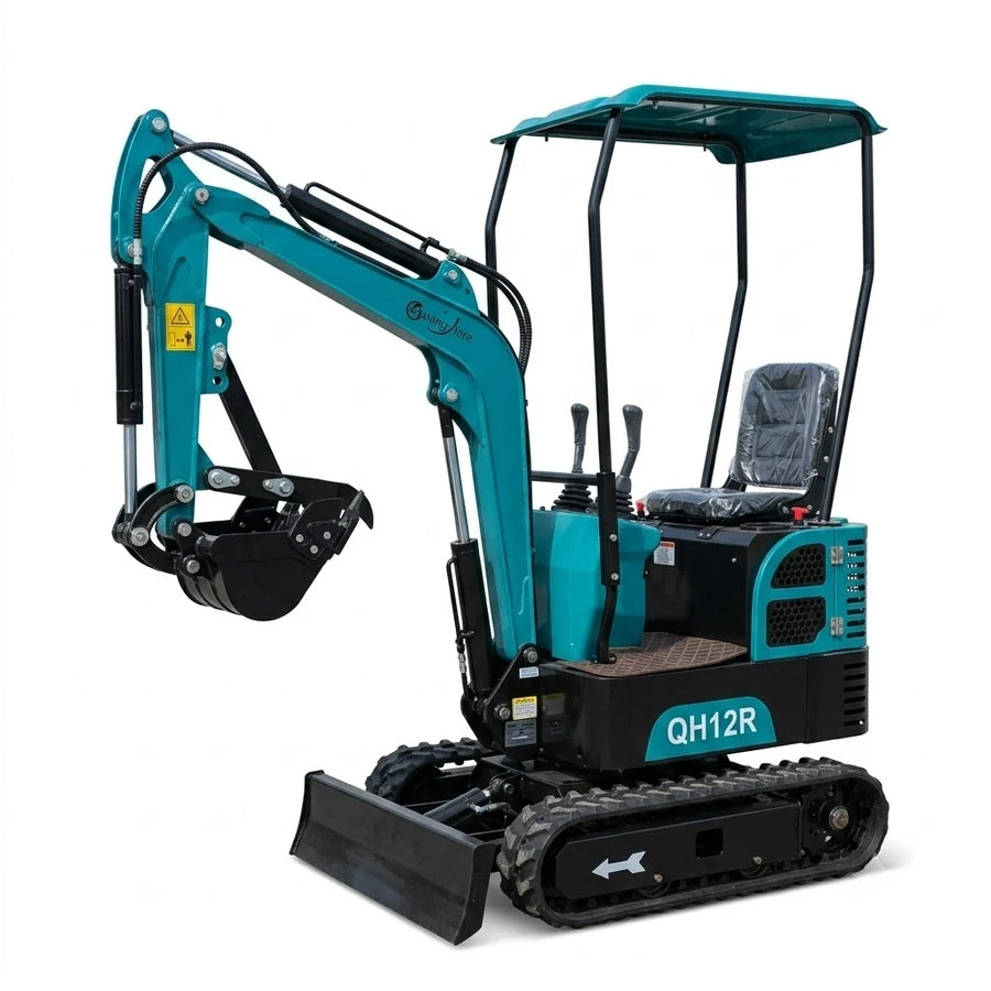 1 Ton Mini Excavator Rato 13.5HP Gas Digger w/ 16" Bucket & Fixed Thumb | QH12R