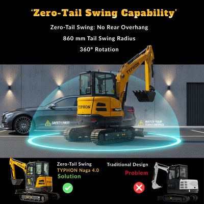 TYPHON NAGA 4.0 Mini Excavator 4 Ton 24.4HP Yanmar Diesel AC/Heat Cabin