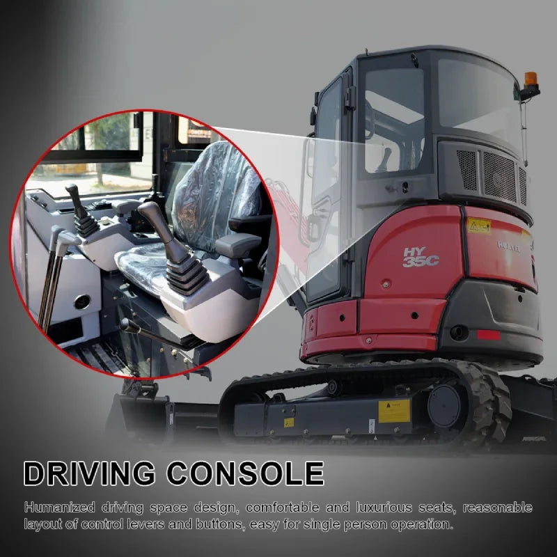 3.5 Ton Industrial Mini Excavator with 24HP kubota Engine & Enclosed Cab | HUAYE