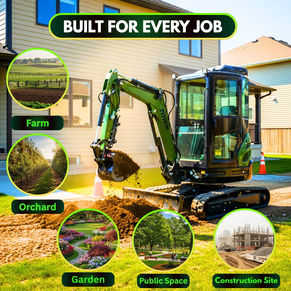 TYPHON TERROR XXV 2.7 Ton Mini Excavator 25.1HP Kubota D1105 Diesel AC Cabin