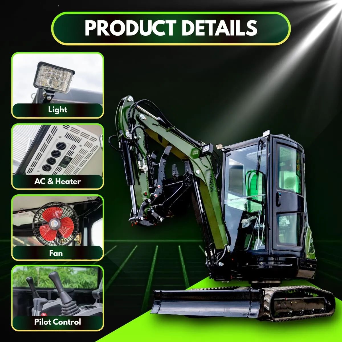 TYPHON TERROR XXV 2.7 Ton Mini Excavator 25.1HP Kubota D1105 Diesel AC Cabin